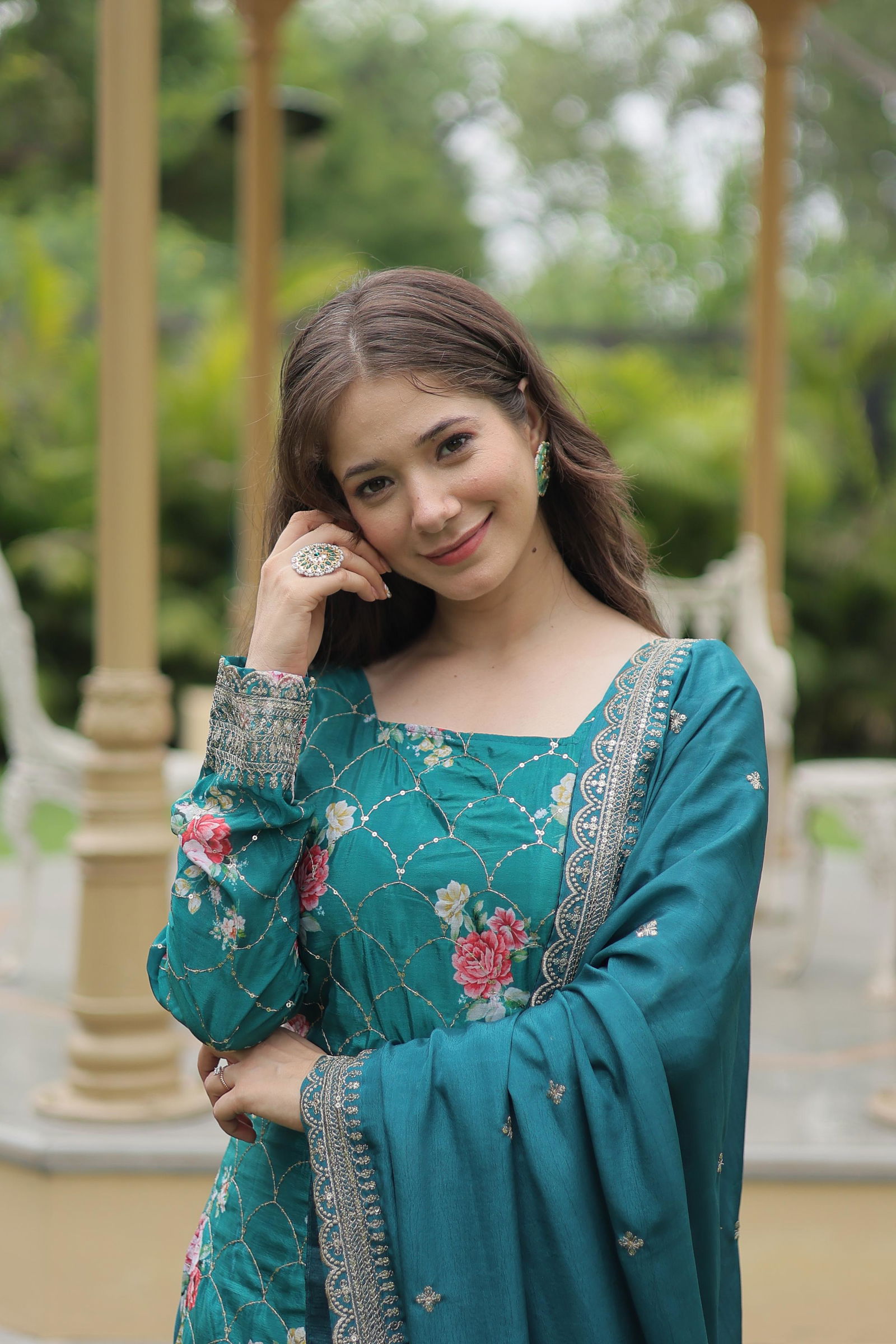 KA 1125 Chinon Printed Sharara Readymade Suits Suppliers In India